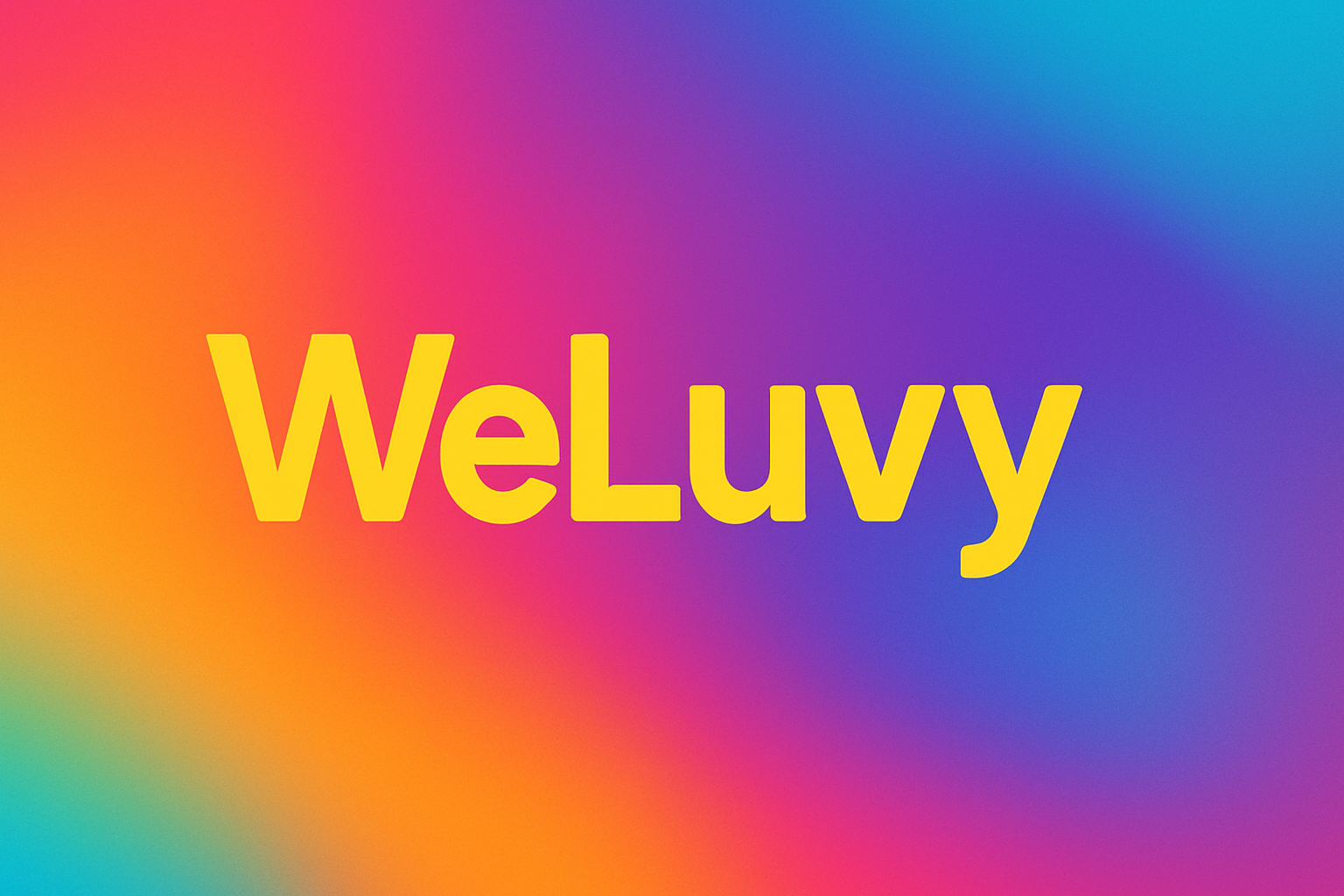 Fais moi un logo de la marque WeLuvy, avec l'écriture en jaune et le fond coloré