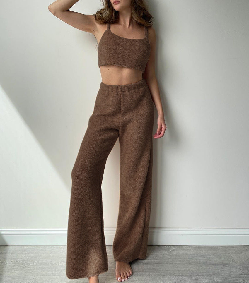 Ensemble 3 Pièces Élégant avec Ceinture pour la Maison