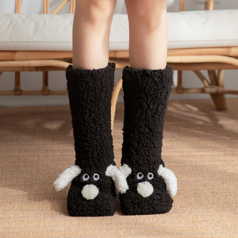 Chaussettes cocooning à tête de chien – Douceur, confort et fun - taille unique