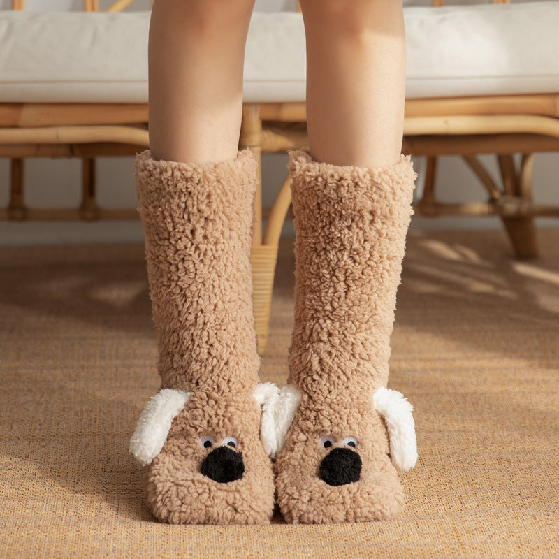 Chaussettes cocooning à tête de chien – Douceur, confort et fun - taille unique