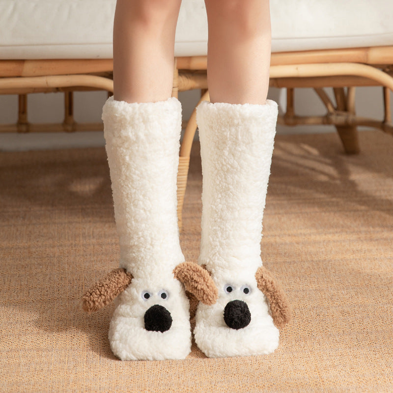 Chaussettes cocooning à tête de chien – Douceur, confort et fun - taille unique