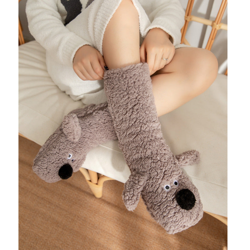 Chaussettes cocooning à tête de chien – Douceur, confort et fun - taille unique