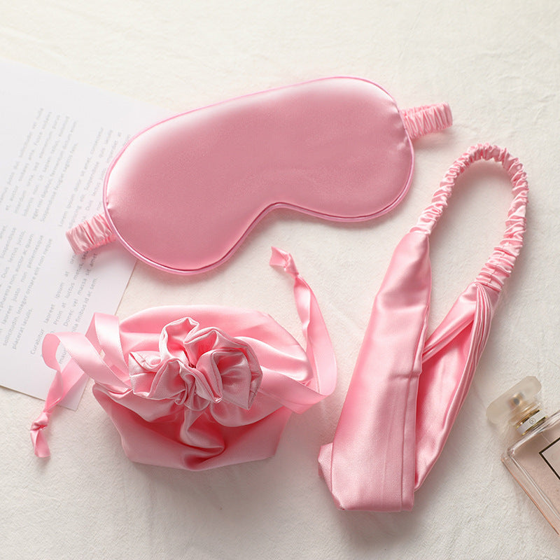 Set 3 pièces en soie – Masque de nuit, bandeau & pochette WeLuvy