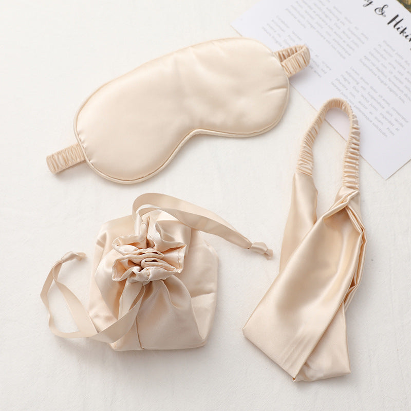 Set 3 pièces en soie – Masque de nuit, bandeau & pochette WeLuvy